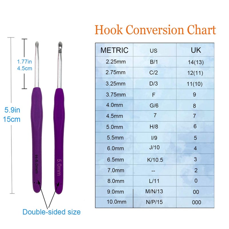 Mdoker Extra Long Crochet Hooks,Ergonomic Grip Soft Handles for Handmade DIY Crocheting,Crochet Hook Needles for Arthritic Hands,Size H/8(5.0MM) - Image 3